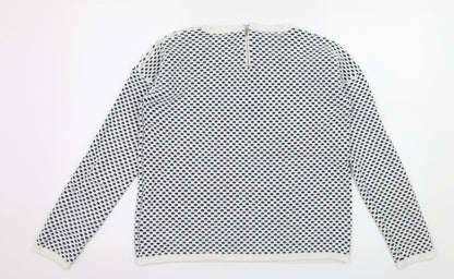 ESMARA Womens White Polka Dot Knit Pullover Jumper Size 10