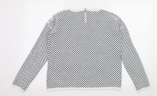 ESMARA Womens White Polka Dot Knit Pullover Jumper Size 10