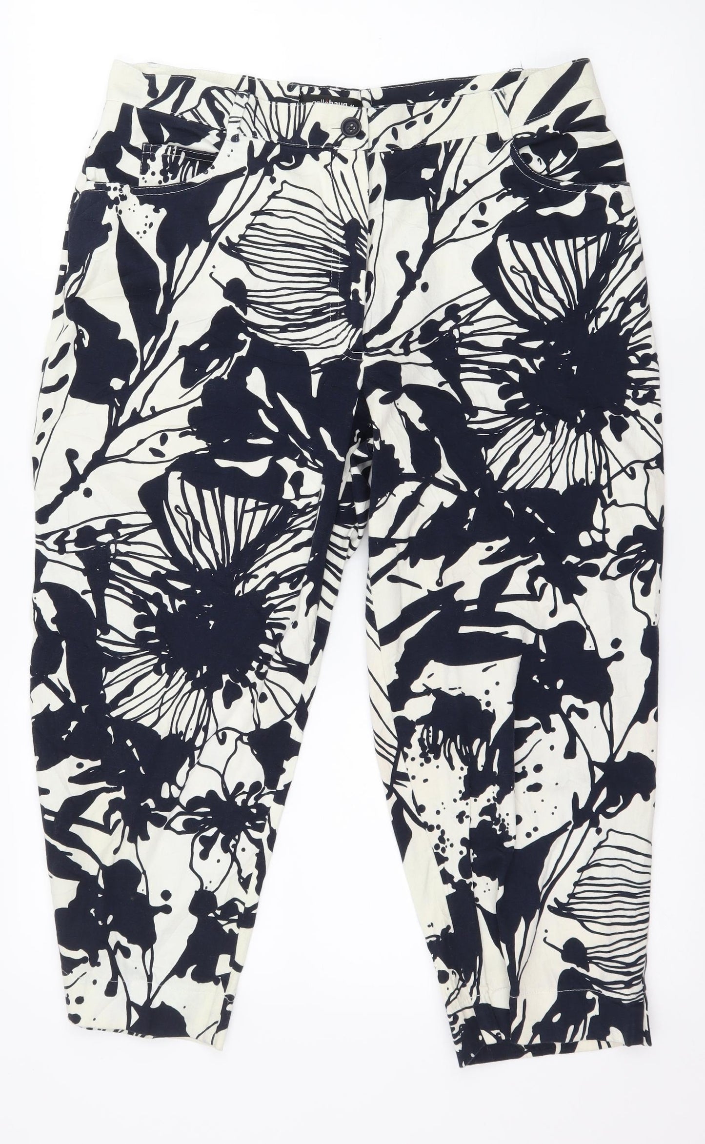 GolleHaug Womens Black Floral  Trousers  Size 16 L22 in