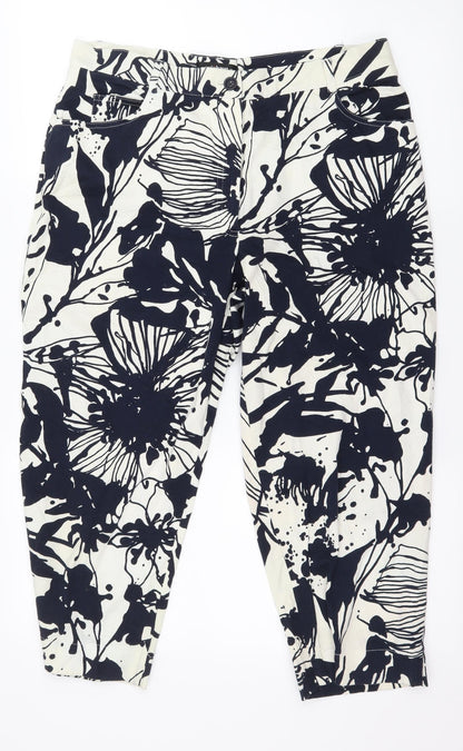 GolleHaug Womens Black Floral  Trousers  Size 16 L22 in