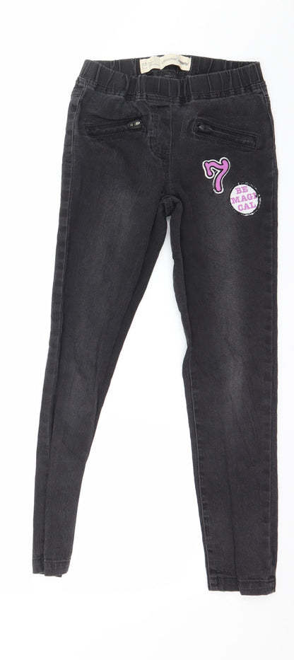 Pepperts! Girls Grey Geometric Denim Skinny Jeans Size 9-10 Years - Badged