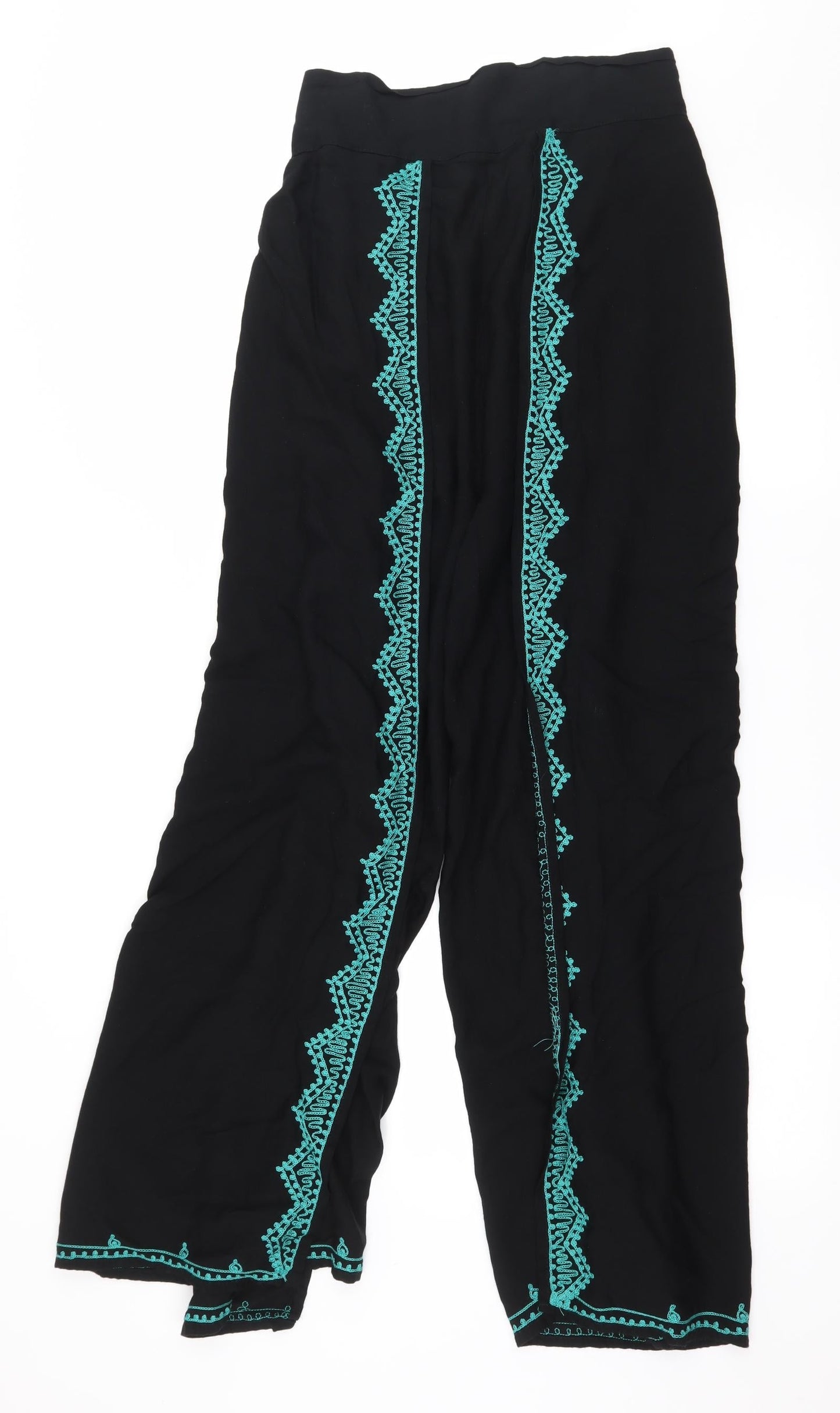 Turkana Womens Black Geometric Rayon Trousers  Size 32 in L27 in