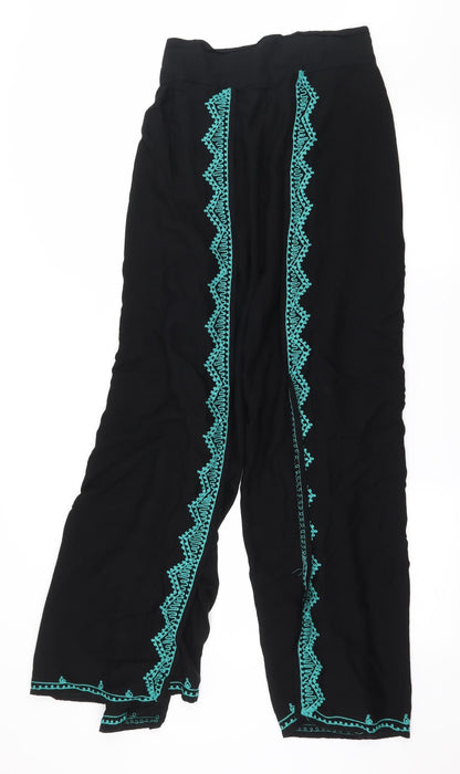 Turkana Womens Black Geometric Rayon Trousers  Size 32 in L27 in