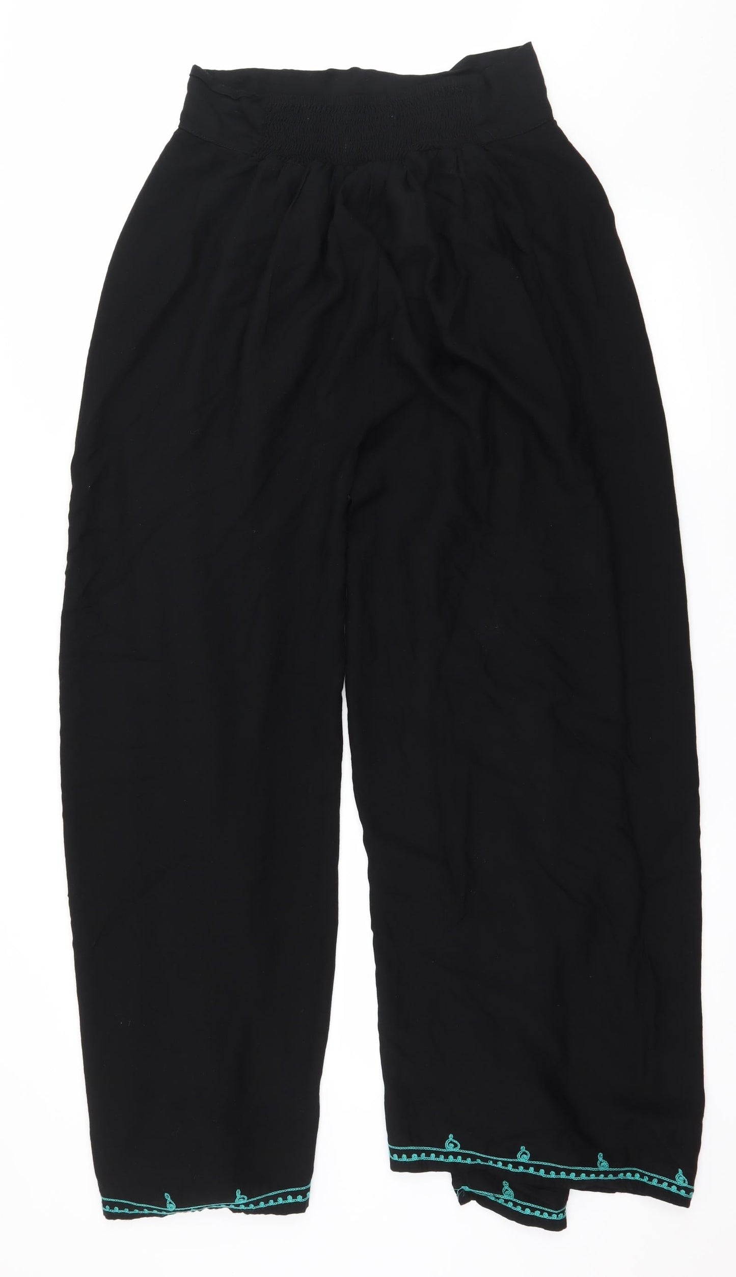 Turkana Womens Black Geometric Rayon Trousers  Size 32 in L27 in