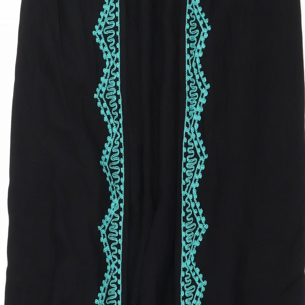 Turkana Womens Black Geometric Rayon Trousers  Size 32 in L27 in