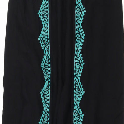 Turkana Womens Black Geometric Rayon Trousers  Size 32 in L27 in