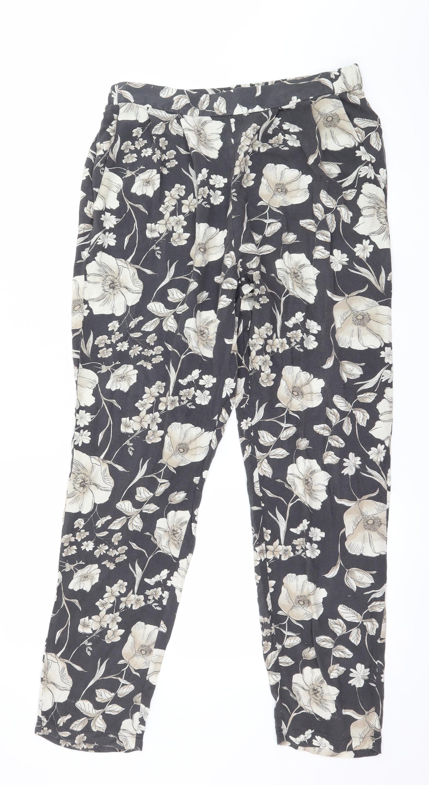 George Womens Green Floral  Trousers  Size 12 L27 in