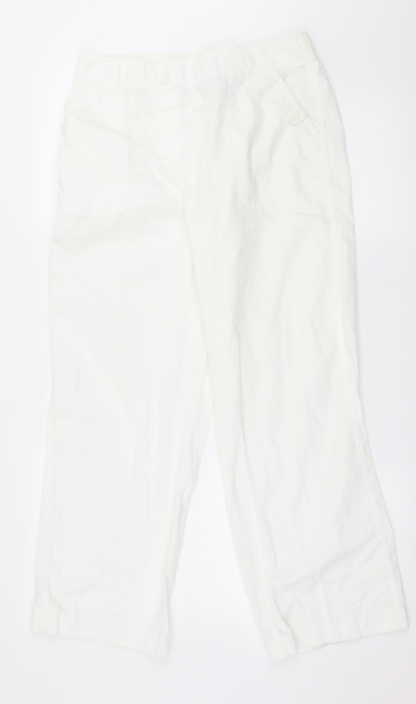 Womens UK Size 12 Bonmarché Regular Fit  White Trousers