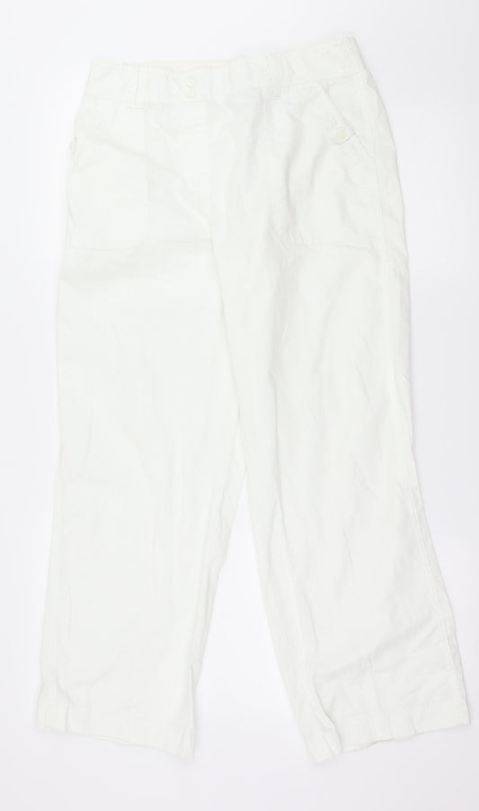 Womens UK Size 12 Bonmarché Regular Fit  White Trousers