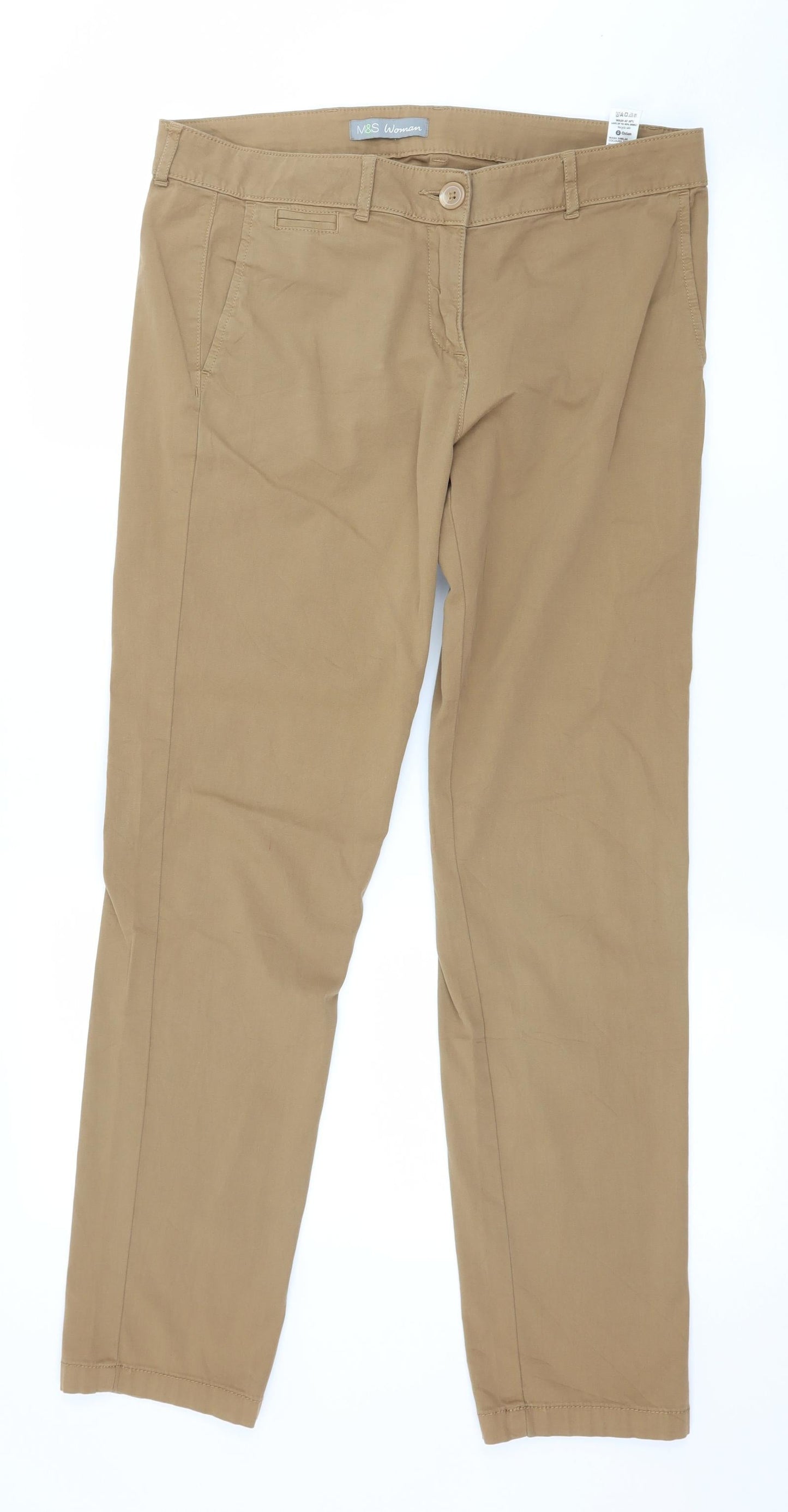 Womens UK Size 12 Marks and Spencer Regular Fit  Brown Trousers