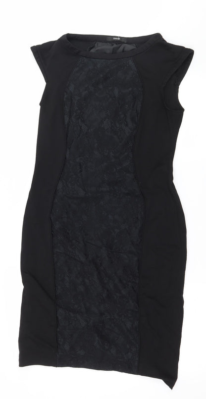 George Womens Black Batik Jersey A-Line  Size 12