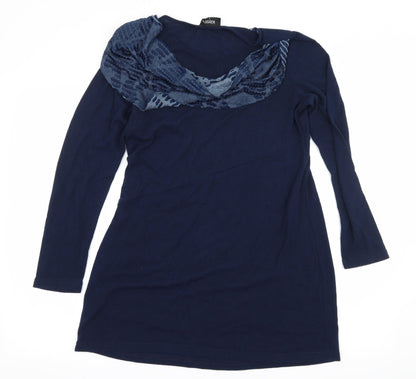 Klass Womens Blue Geometric Knit Pullover Jumper Size S