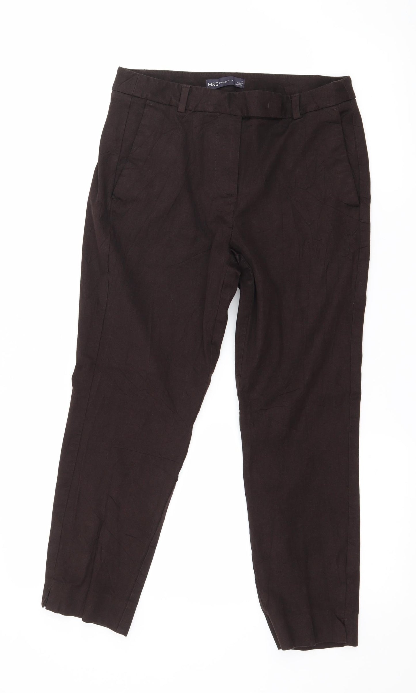Womens UK Size 10 Marks and Spencer Regular Fit  Brown Trousers