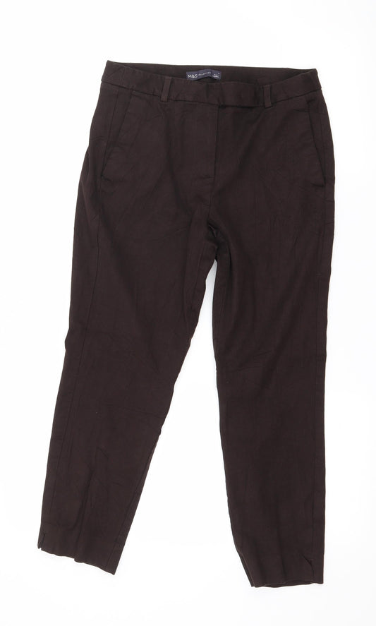Womens UK Size 10 Marks and Spencer Regular Fit  Brown Trousers