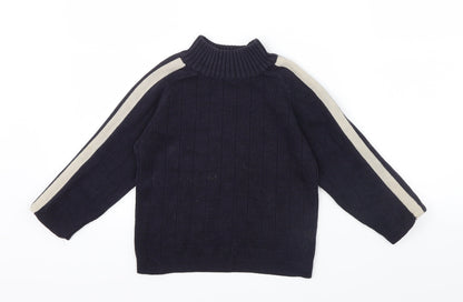 BHS Boys Blue Striped  Pullover Jumper Size 6 Years