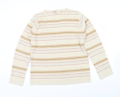 EWM Womens Beige Striped  Pullover Jumper Size M