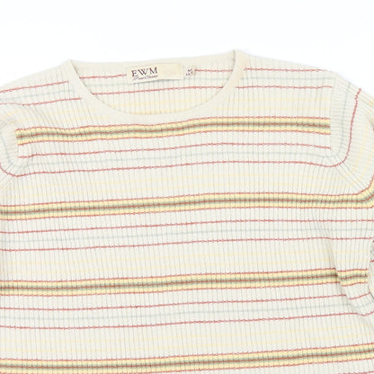 EWM Womens Beige Striped  Pullover Jumper Size M