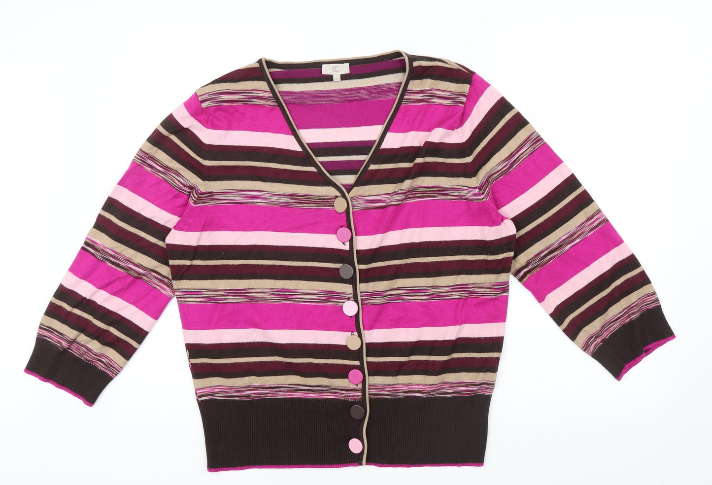 CG Womens Multicoloured Striped  Cardigan Jumper Size XL