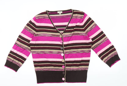 CG Womens Multicoloured Striped  Cardigan Jumper Size XL
