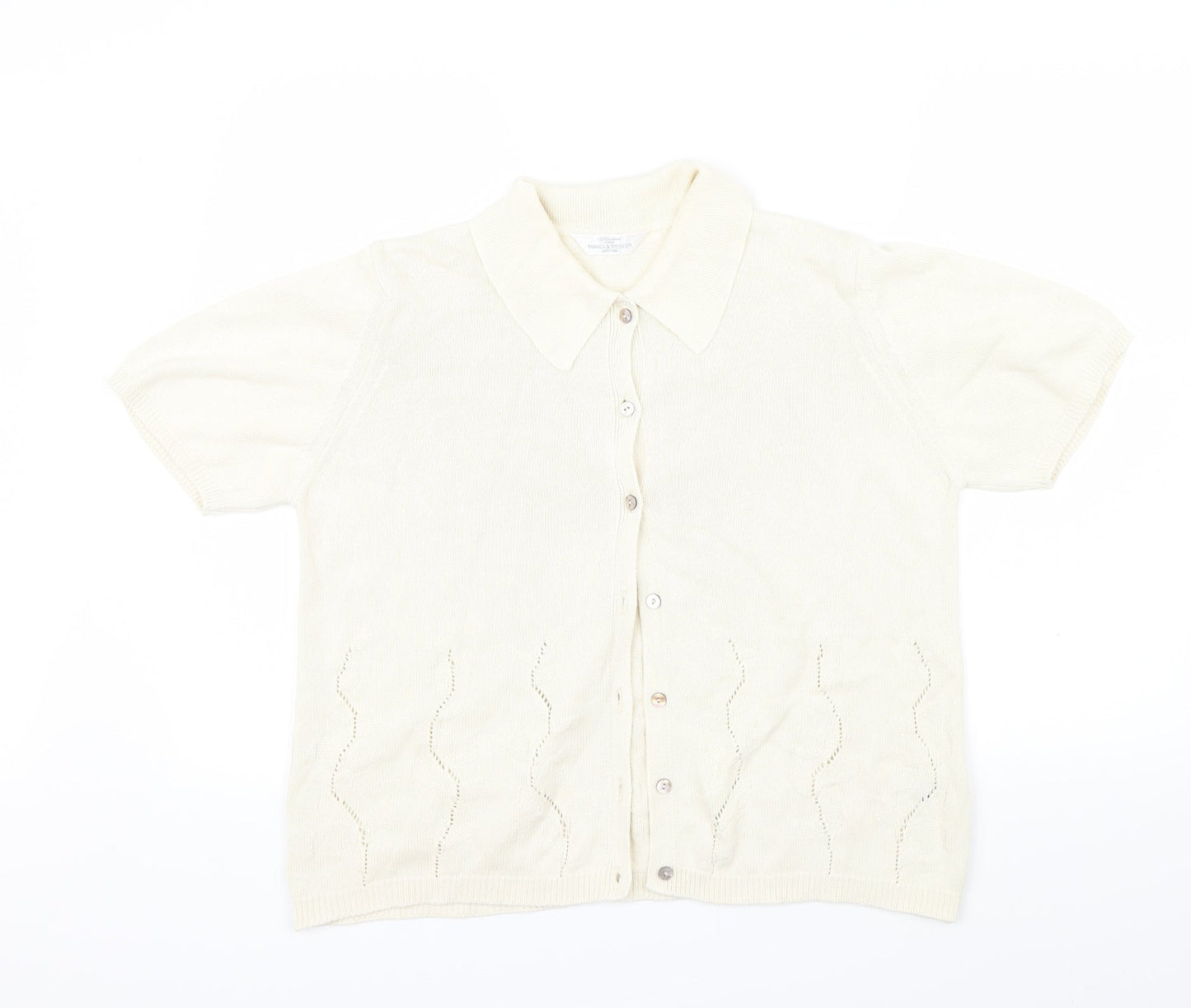 M&S Womens Beige Floral  Cardigan Jumper Size 14