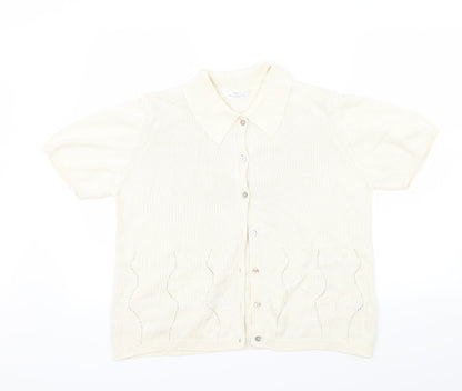 M&S Womens Beige Floral  Cardigan Jumper Size 14