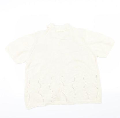 M&S Womens Beige Floral  Cardigan Jumper Size 14