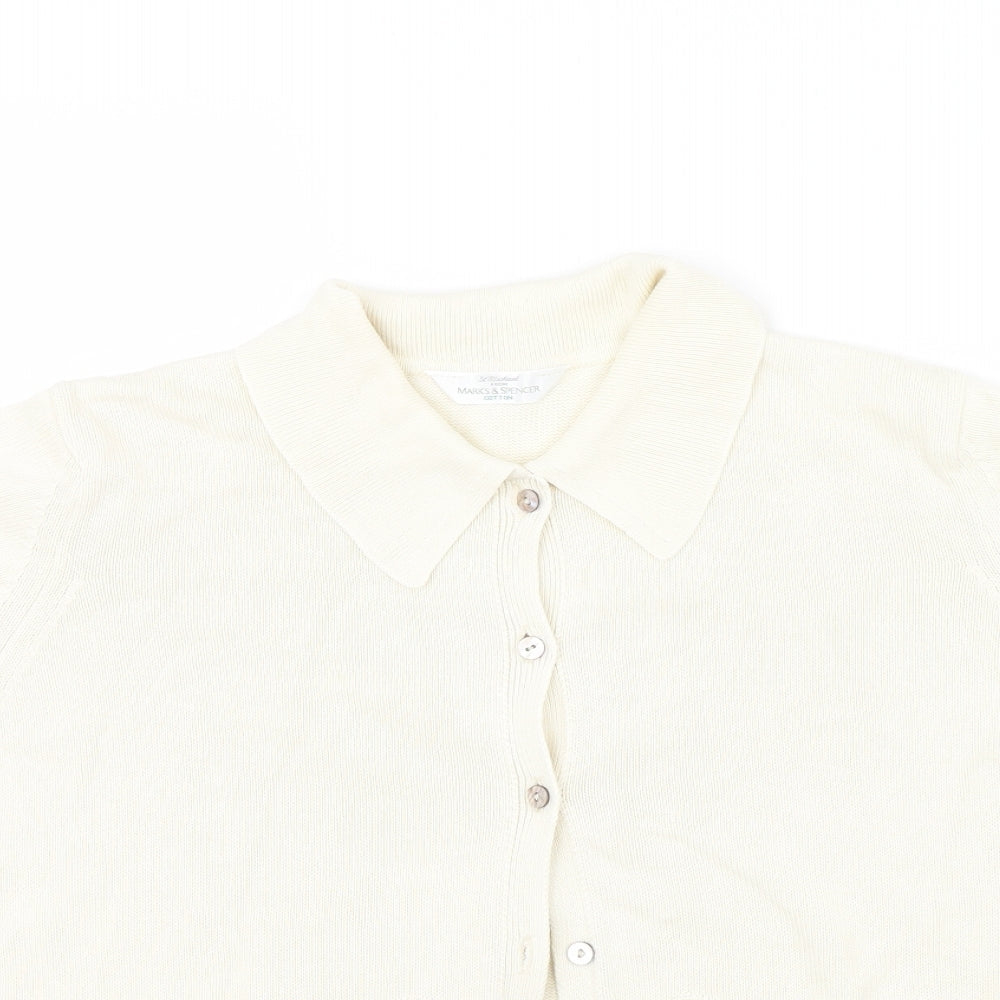 M&S Womens Beige Floral  Cardigan Jumper Size 14
