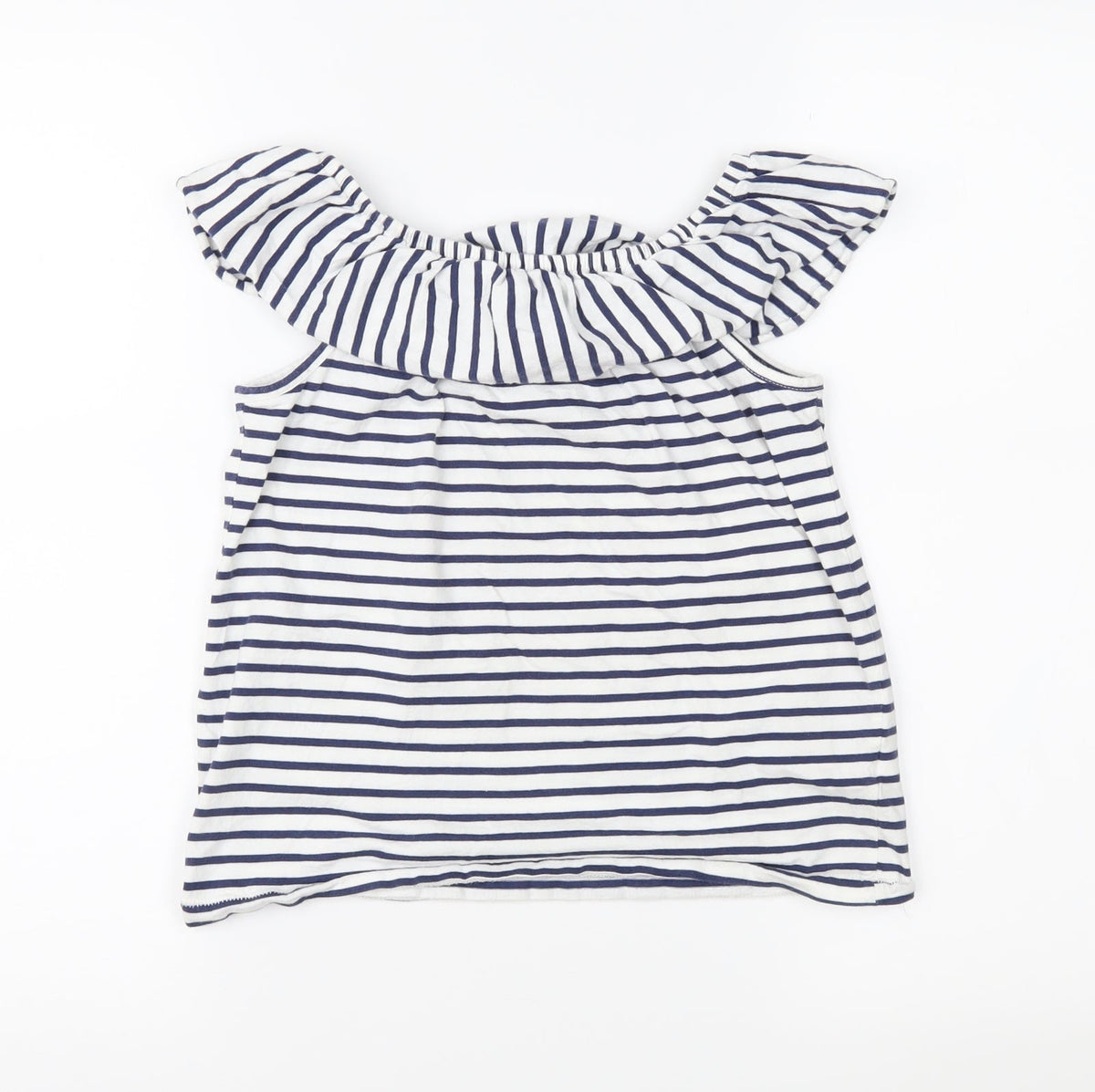 Next Girls White Striped Jersey Basic Blouse Size 9 Years
