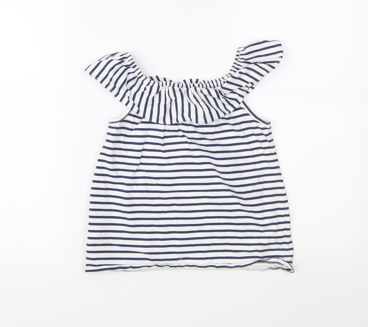 Next Girls White Striped Jersey Basic Blouse Size 9 Years