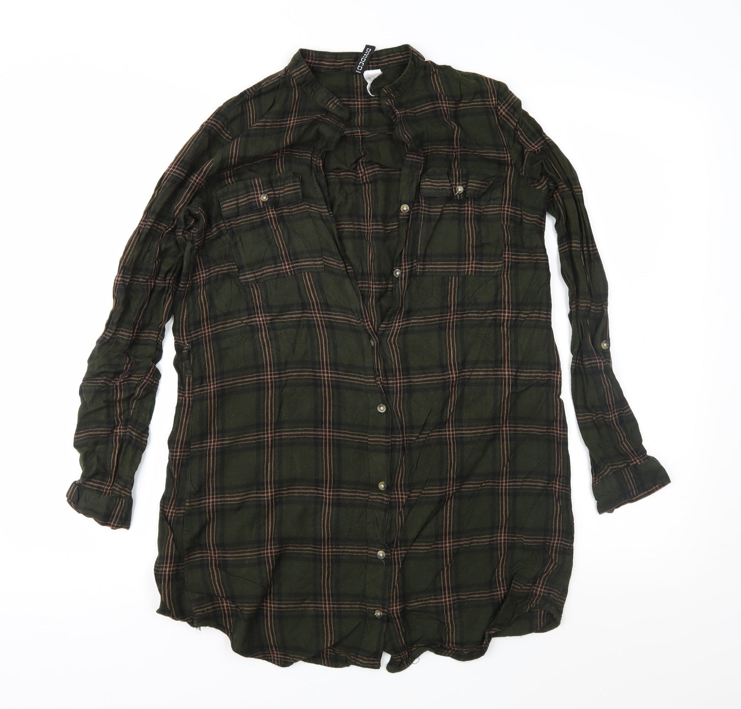 Womens UK Size 8 Divided Green Basic Button-Up