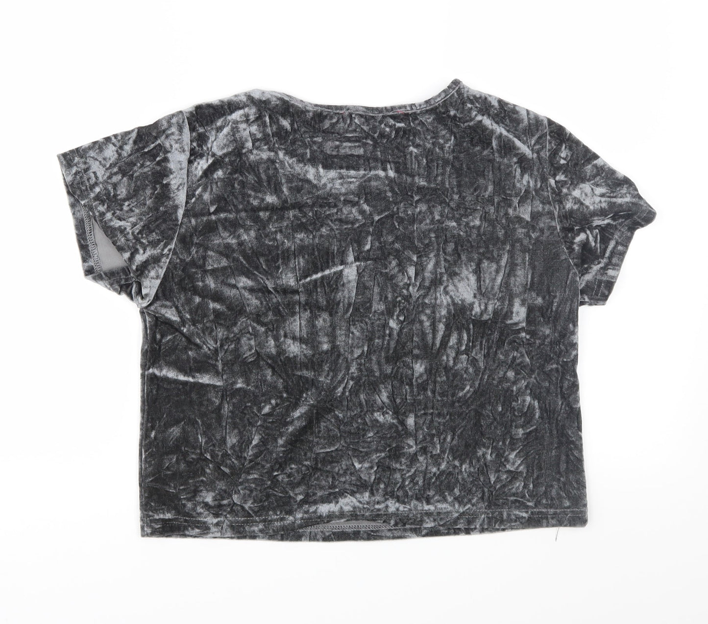 Boohoo Womens Grey  Velour Basic T-Shirt Size 10