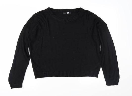 Boohoo Womens Black  Knit Pullover Jumper Size S