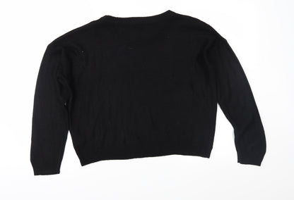 Boohoo Womens Black  Knit Pullover Jumper Size S