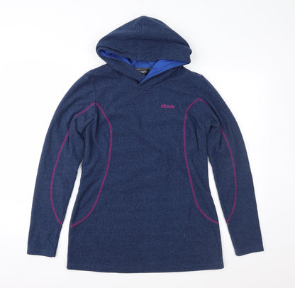 Atunas Womens Blue  Fleece Pullover Hoodie Size M