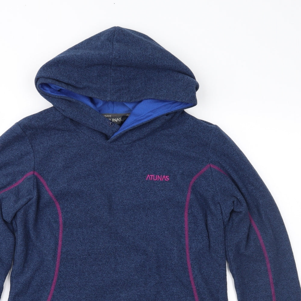 Atunas Womens Blue  Fleece Pullover Hoodie Size M