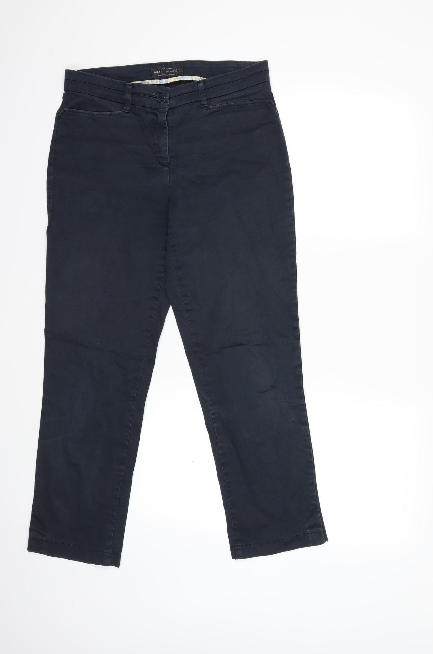 Womens UK Size 10 BRAX Regular Fit Chino Blue Trousers
