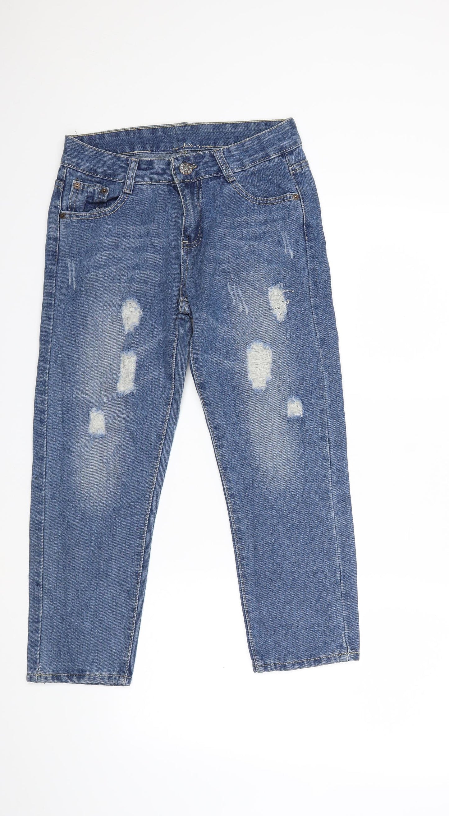 Womens UK Size 28 in Preworn Regular Fit Cropped Blue Jeans
