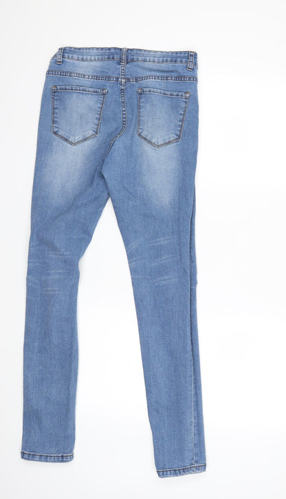 Brave Soul Womens Blue Floral Denim Skinny Jeans Size 12 L29 in