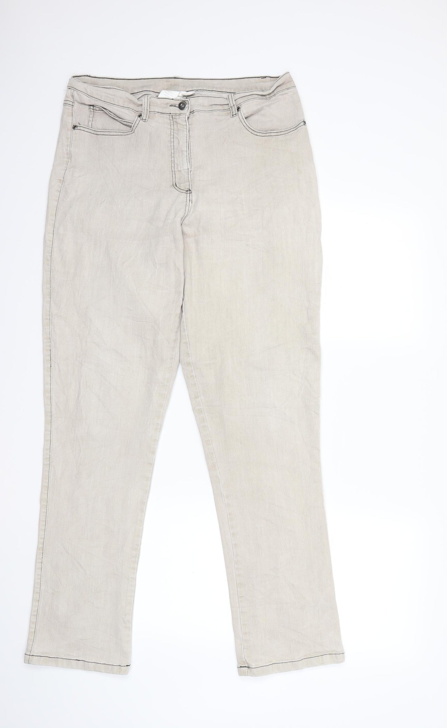 Womens UK Size 34 in Preworn Regular Fit Straight Beige Jeans