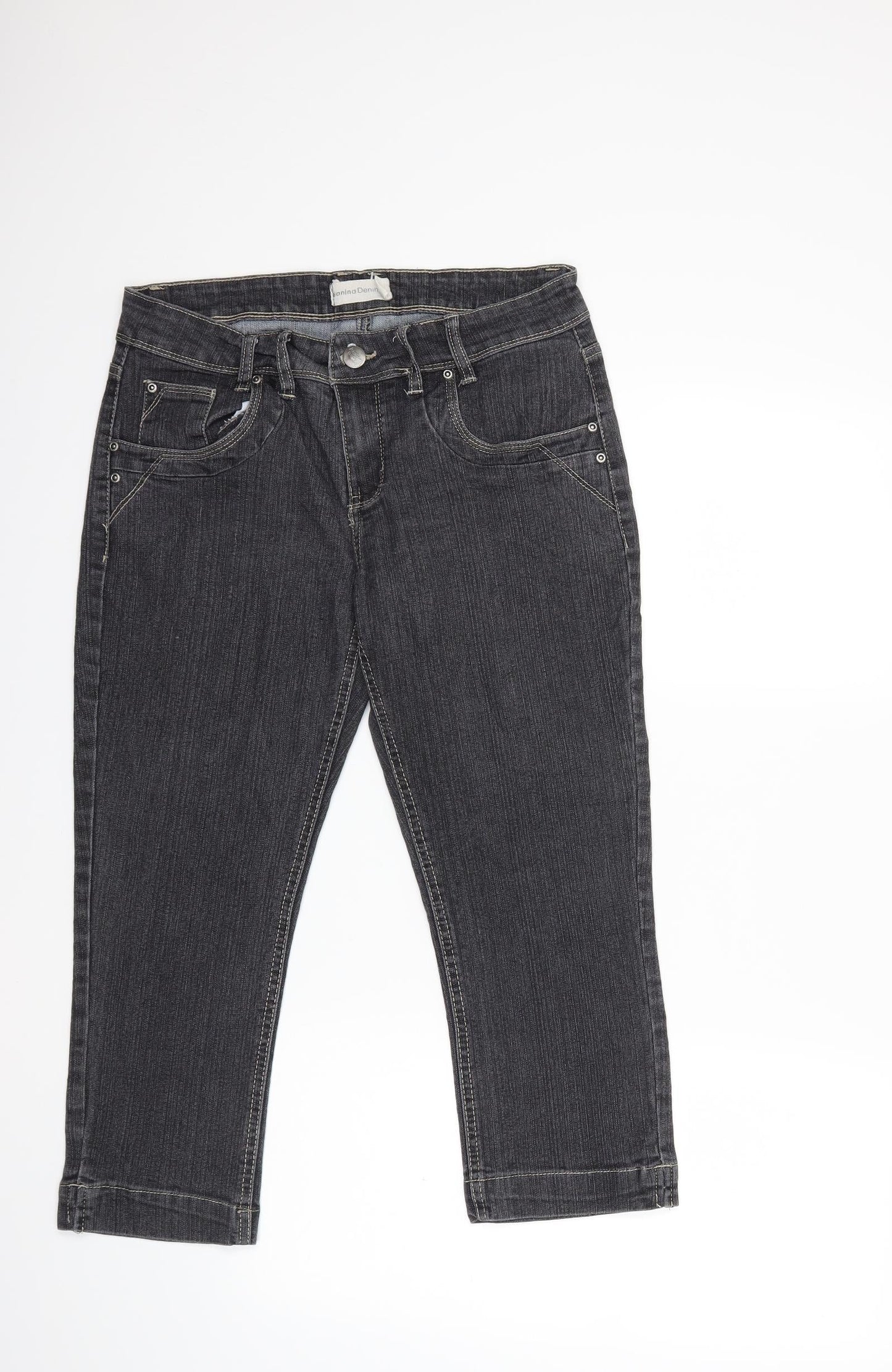 Womens UK Size 12 Janina Regular Fit Cropped Grey Jeans