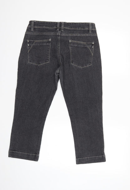 Womens UK Size 12 Janina Regular Fit Cropped Grey Jeans