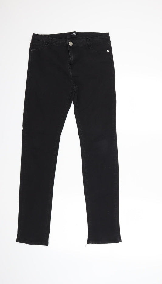 B.YOU Womens Black  Denim Skinny Jeans Size 8 L28 in