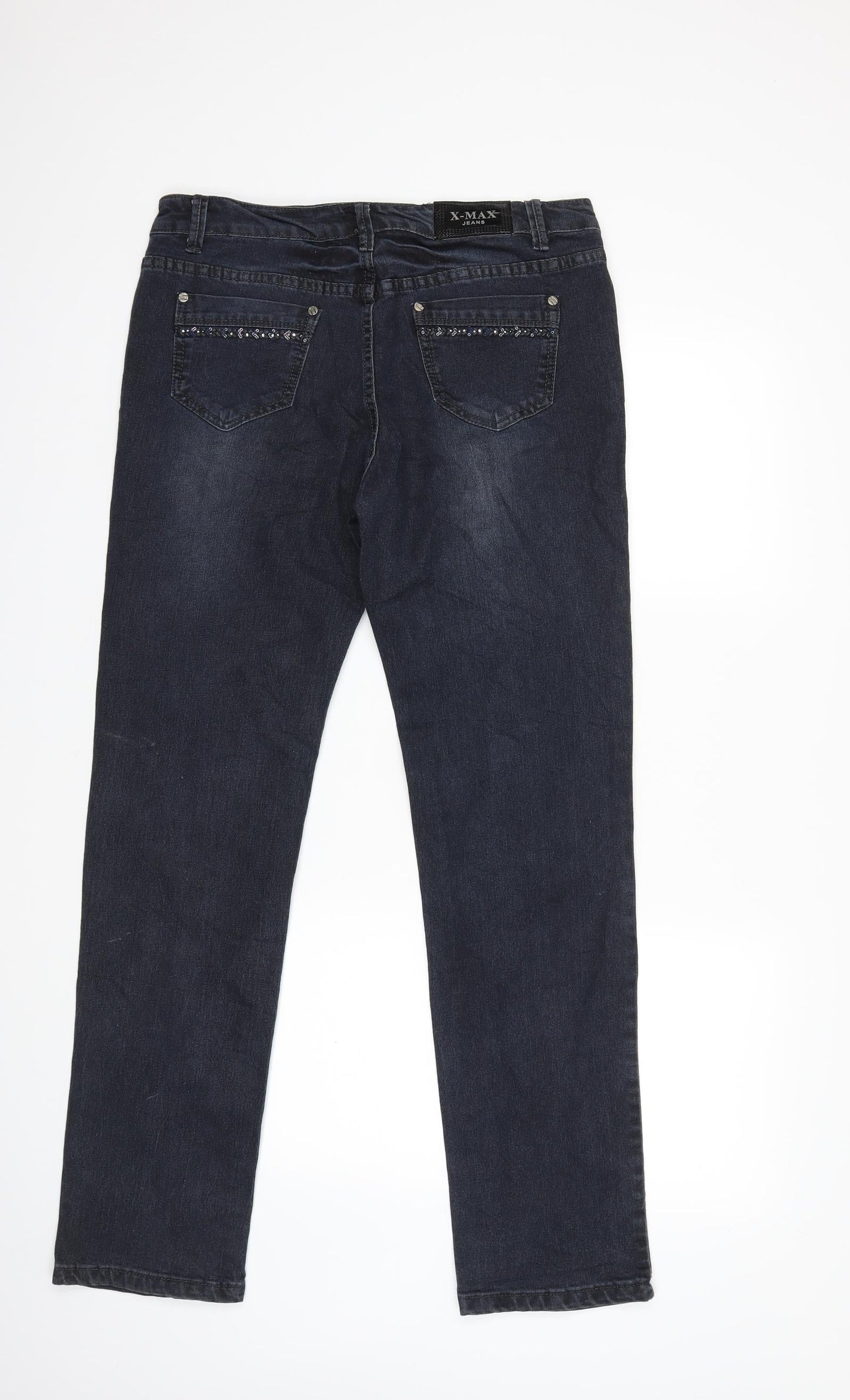 X-MAX Womens Blue  Denim Straight Jeans Size 32 in L31 in