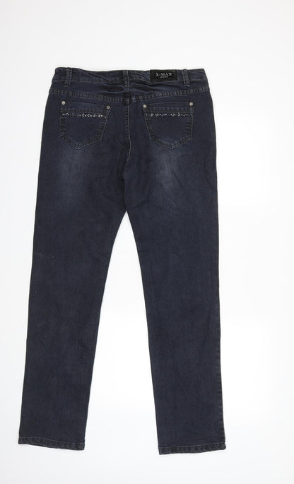 X-MAX Womens Blue  Denim Straight Jeans Size 32 in L31 in