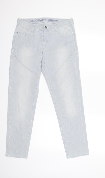 Per Una Womens Blue Striped  Snow Pants Trousers Size 12 L28 in