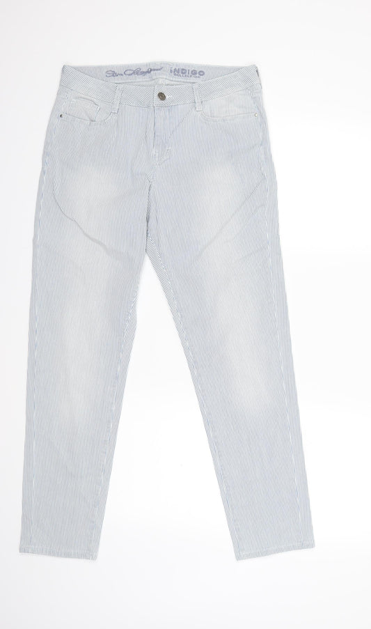 Per Una Womens Blue Striped  Snow Pants Trousers Size 12 L28 in