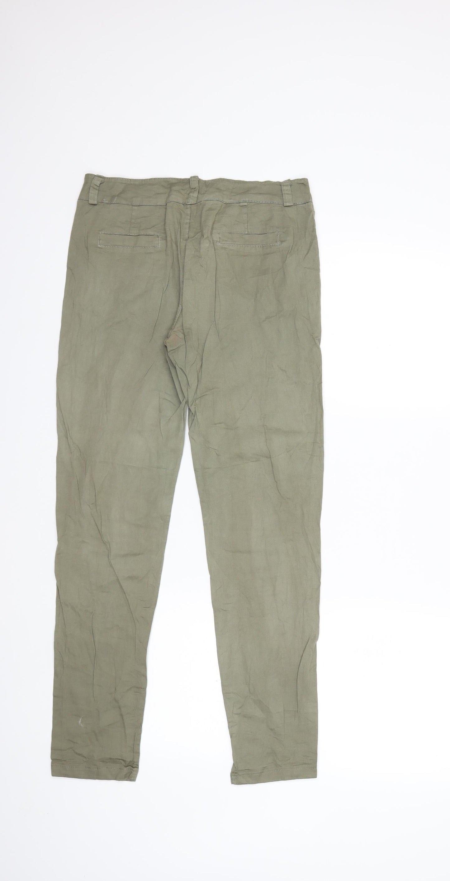 Womens UK Size M Preworn Regular Fit Cargo Green Trousers
