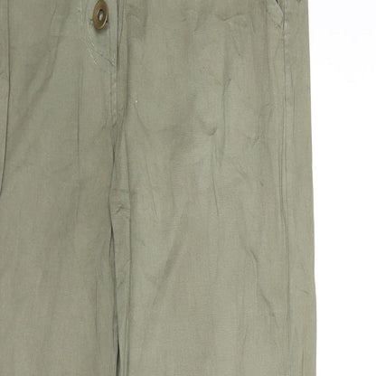 Womens UK Size M Preworn Regular Fit Cargo Green Trousers