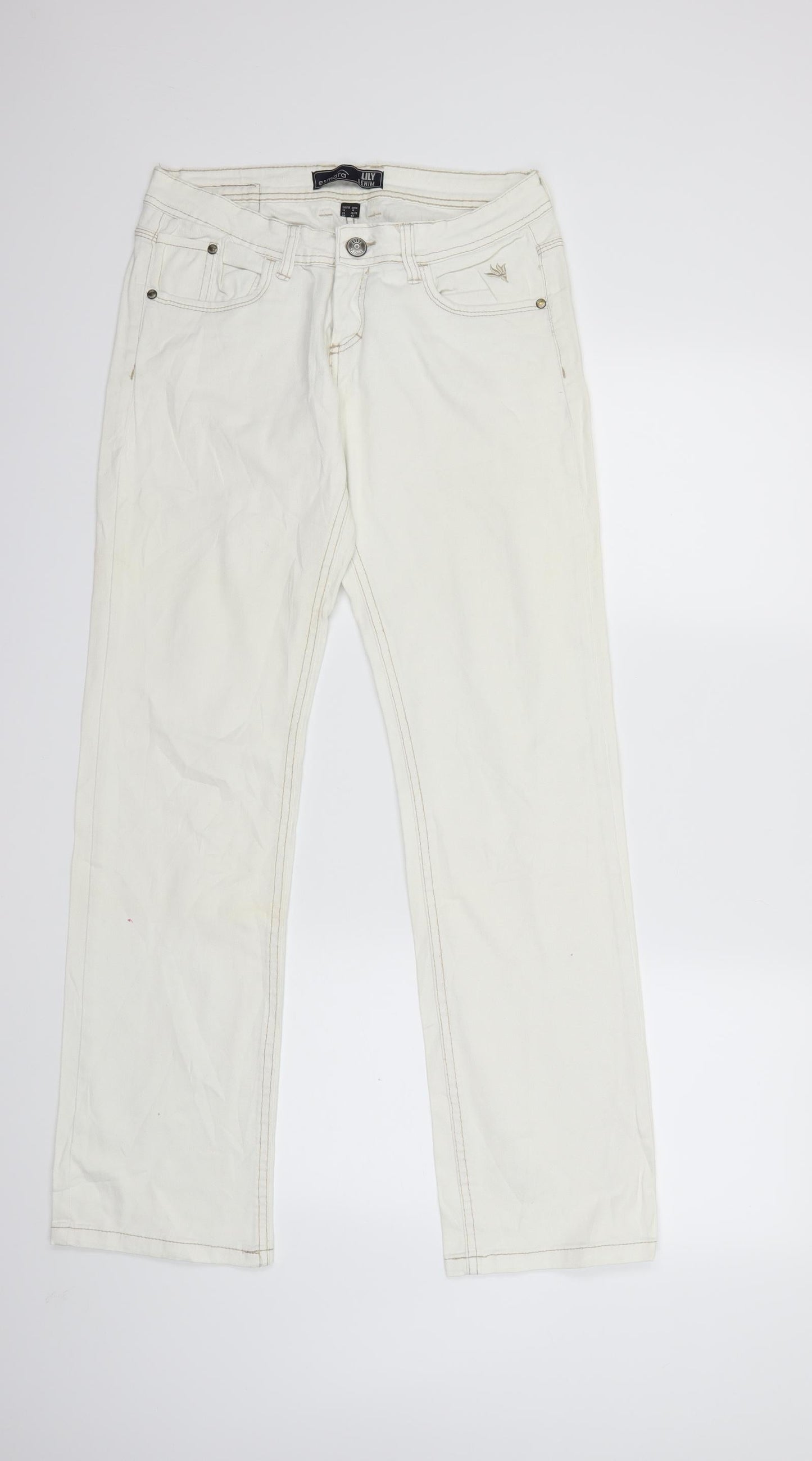 ESMARA Womens White  Denim Straight Jeans Size 12 L30 in