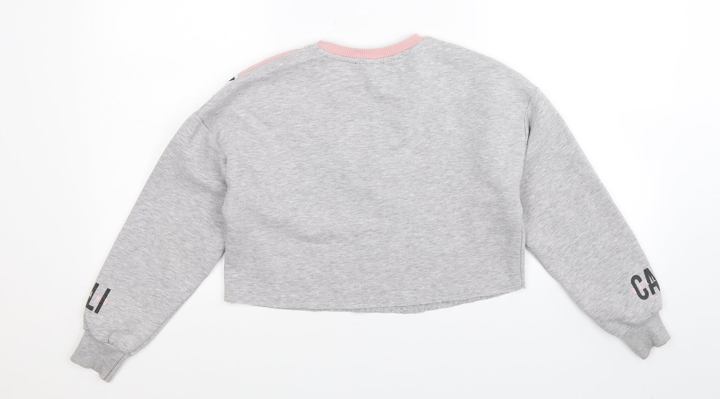 New Look Girls Grey   Pullover Sweatshirt Size 10-11 Years  - Cropped